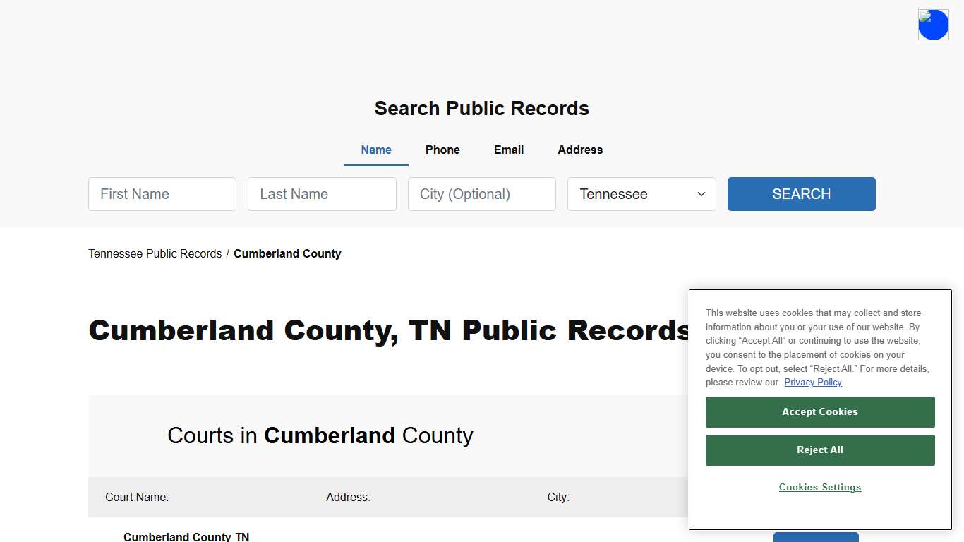 Cumberland County, TN Public Court, Arrest and Inmate Records - ThePublicIndex